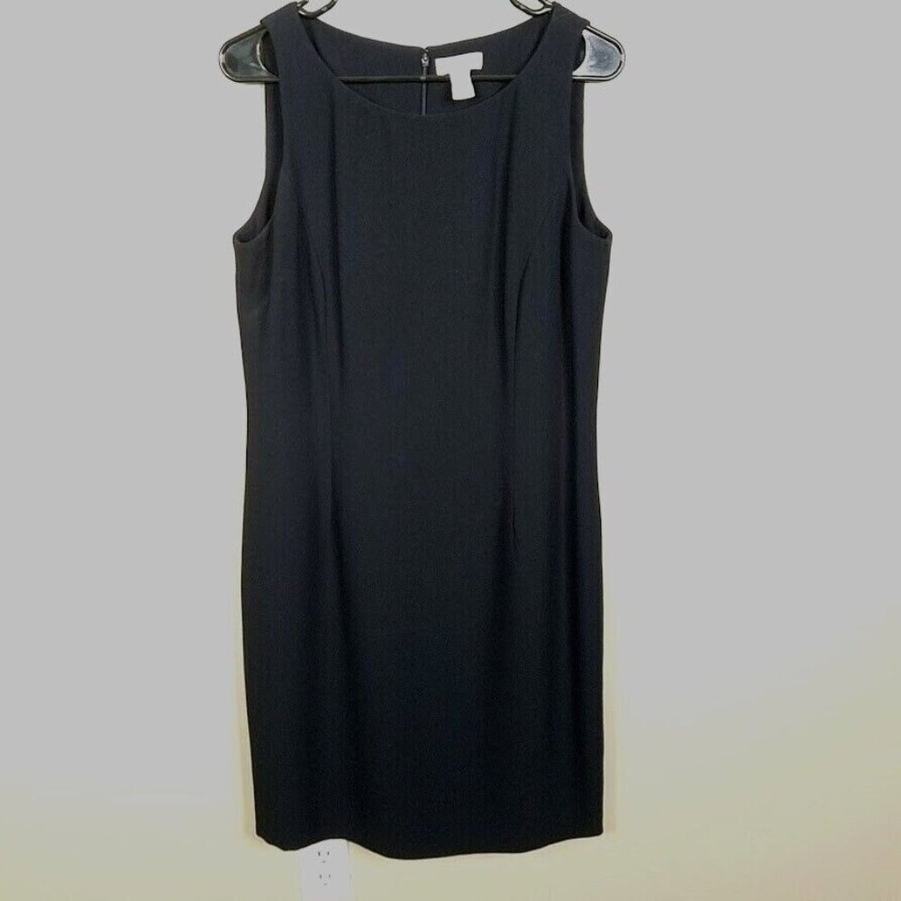 Ann Taylor Womens Sheath Dress Size 14 Sleeveless Black Lined Vintage 90s Knee